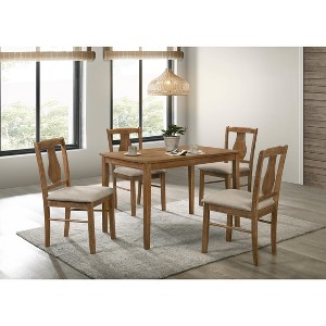 GDFStudio Munro Fabric and Rubberwood 5 Piece Dining Set with Padded Chairs - 1 of 4