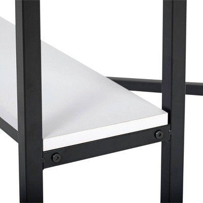 Black and White Metal Folding Craft Table with Storage