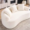 Curved Loveseat Sofa, Compact Design Couch for Small Spaces, Full Compression Foam Seating with Chenille Cover-Coolbibila - 3 of 4