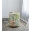 HDZNVF D14x18 inch Cylindrical Garden End Table, Accent Side Table, Green and Pink - 2 of 4