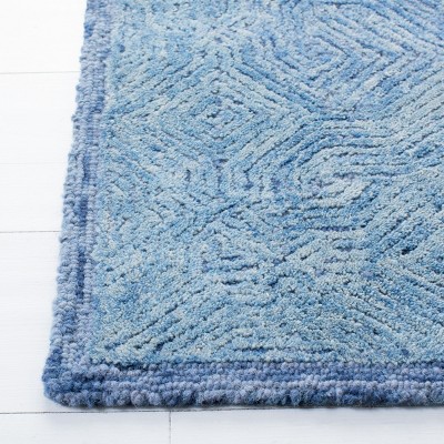 Blue Hand-Tufted Wool 8' x 10' Rectangular Rug