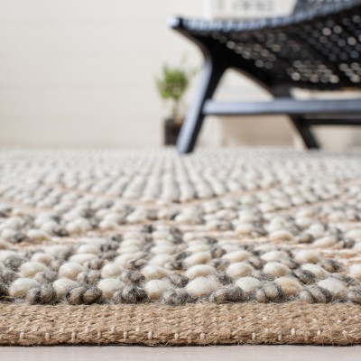 Handmade Gray and Natural Wool Cotton Runner Rug 2'3"x8'