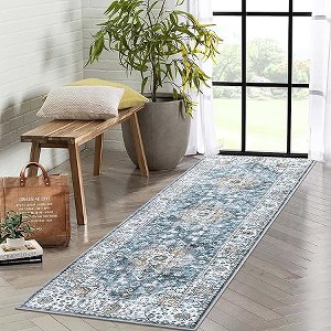 Washable Rug Large Area Rug Soft Non-Slip Backing Stain Resistant Low Pile Vintage Floor Carpet for Bedroom Dining Room - 1 of 4