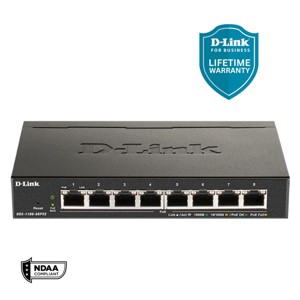 D-Link 8-Port Smart Managed PoE+ Gigabit Network Switch, 8x PoE+ Ports (64W), NDAA Compliant (DGS-1100-08PV2) - 1 of 4
