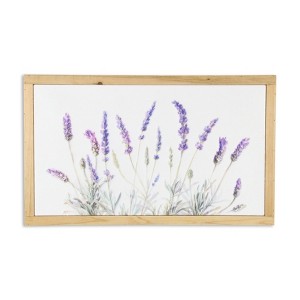 HomeRoots 16" X 26" Natural White And Lavender Floral Wood Framed Art - 1 of 4