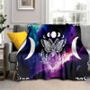 Lomsoe Purple Moon Phase & Moth Print Flannel Blanket - All Seasons Soft and Warm Throw Blanket for Bed, Napping, Camping, Travel, Office - 3 of 4
