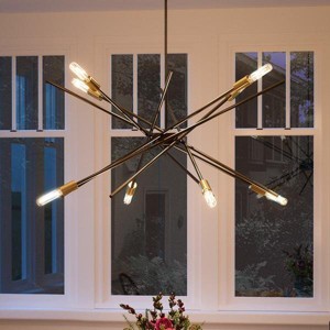 Urban Ambiance Luxury Modern Industrial Chandelier,  19-5/8"H x 42-3/8"W,  Olde Bronze Finish, UHP2070 - 1 of 4