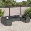 vidaXL 9 Piece Patio Lounge Set - Gray Poly Rattan Outdoor Furniture with Cushions - Modular Garden Sofa Set for Patio, Backyard, Terrace - 2 of 4