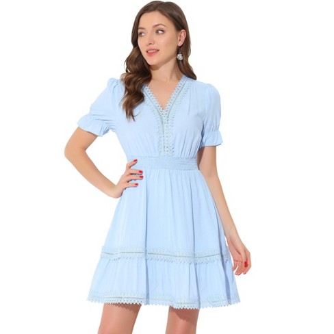 White v neck outlet smock dress