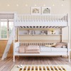 Whisen Twin Size Wooden Bunk Bed & Bed Frame with 3 Storage Shelves, Full-length Guardrail, Ladder - 3 of 4