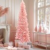 LuxenHome 7Ft Pre-Lit Pink Slim Tree with Metal Stand - 3 of 4