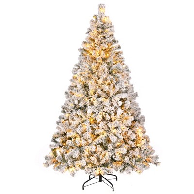 6ft Pre-Lit Snow Flocked Artificial Christmas Tree Holiday W/1000 Branch Tips & 250 Warm White Lights