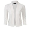 Women s 3/4 Sleeve Cropped Cardigan Sweaters Open Front Knit Short Bolero Shrugs (Medium, White) - 2 of 4