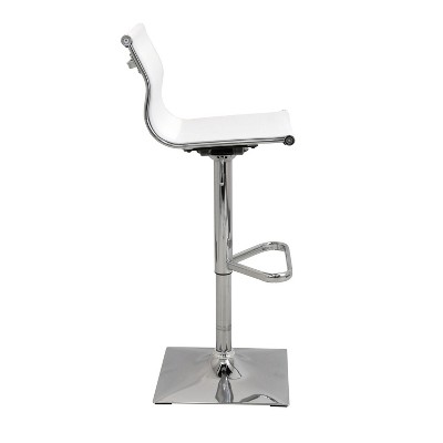White Adjustable Metal Swivel Barstool with Mesh Backrest