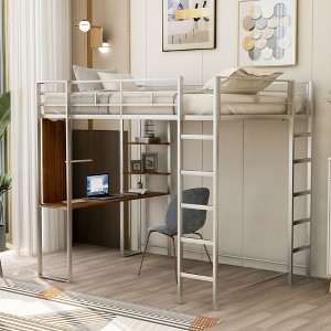 Full Size Loft Bed with Slide for Bedroom - 1 of 4