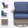 Belord High Back Outdoor Swivel Rocker Chairs Set, Gray Wicker Patio Furniture with 5-Inch Armrests and Thick Cushions for Porch, Deck, Balcony - 4 of 4