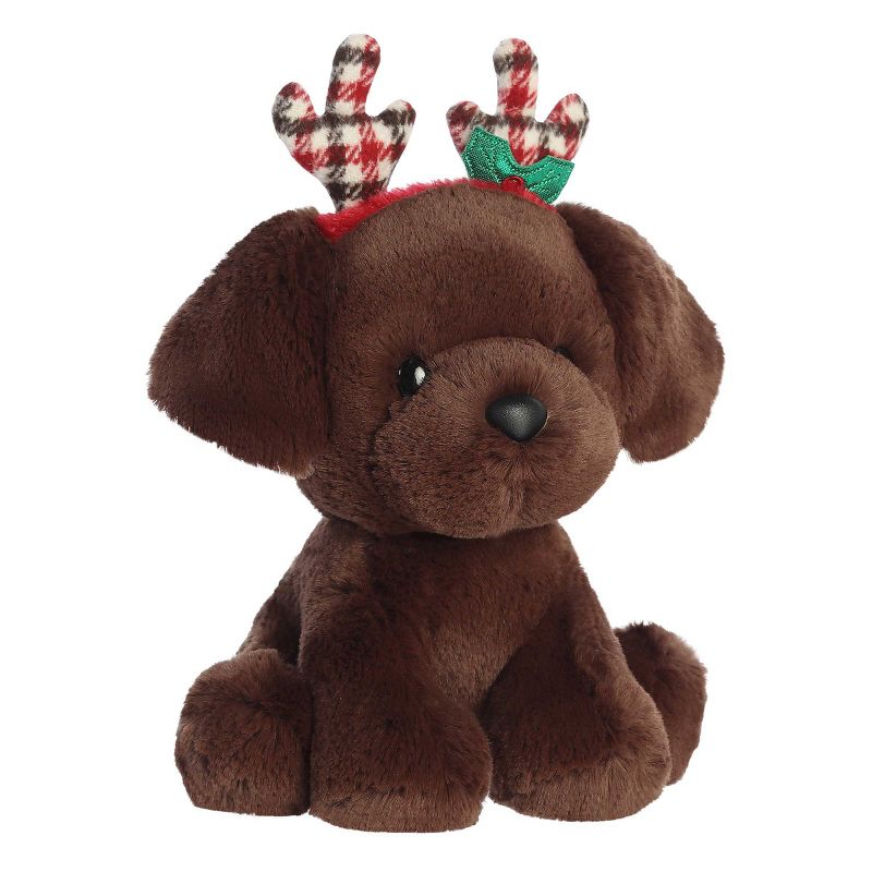 Aurora Medium Brown Holiday Holiday Cheer 7.5" Rudy Chocolate Lab Festive Stuffed Animal, 2 of 5