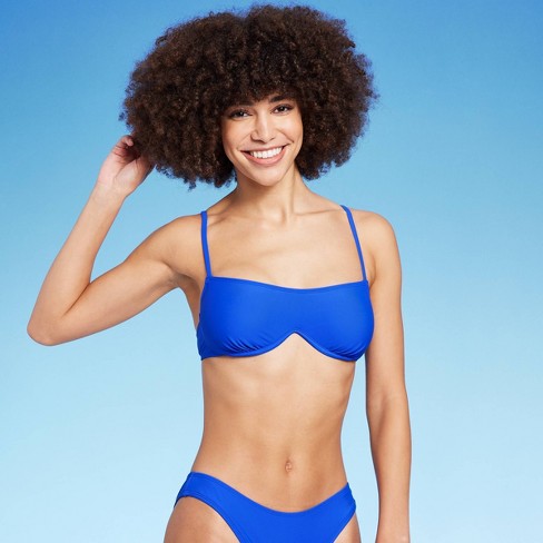 Women's Lace Detail Triangle Bikini Top - Wild Fable™ Blue : Target