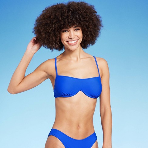 Women's Underwire Bralette Bikini Top - Wild Fable™ Blue XS