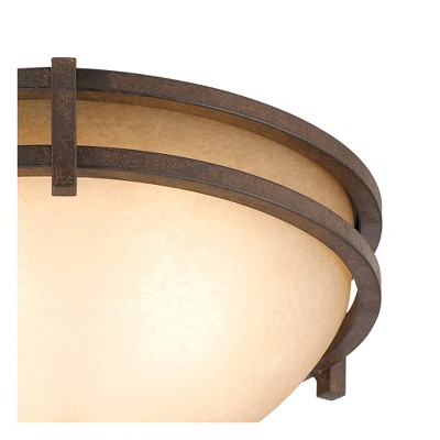 Rustic Bronze 17" Flush Mount Ceiling Light with Cream Scavo Glass Bowl
