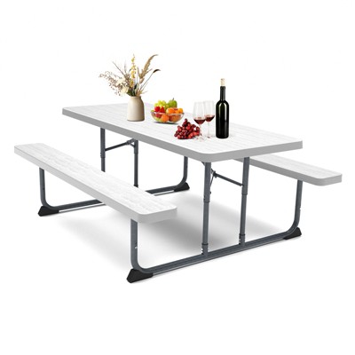SKONYON 6ft Picnic Table with 2 Benches Heavy-Duty Table for 6-8 Person