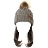 Wrapables Cable Knit Faux Fur Pom Pom Beanie, Adult Gray - 2 of 3