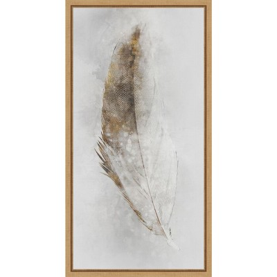 Amanti Art Golden Feather II by Ken Roko Canvas Wall Art Print Framed 14 x 27-in.