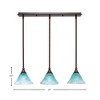 Toltec Lighting Any 3 - Light Chandelier in  Dark Granite with 7" Teal Crystal Shade - 2 of 2