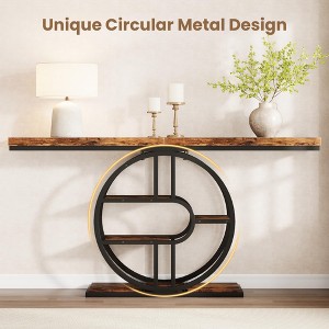 Console Table for Entryway, Storage Shelves, 5-Tier Narrow Accent Table with Circle Storage Shelves for Living Room, Hallway, o-Shaped Metal Frame - 1 of 4