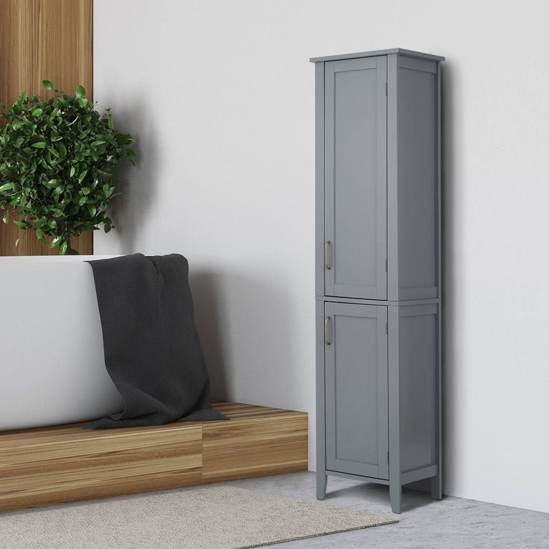 Mercer Mid Century Modern Wooden Linen Tower Cabinet Gray - Elegant Home Fashions, 2 of 12