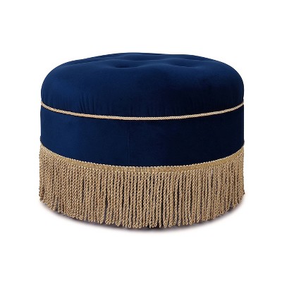 NicBex Modern 24" Round Ottoman Upholstered Footstools with Button Tufted Top for Bedroom and Living Room