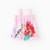 Disney Princess Baby 2pcs Ariel/Cinderella Floral Ruffled Smocked Sleeveless Top And Bloomer Shorts Outfit Set - 2 of 4