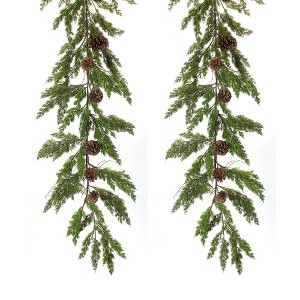Pine Branch Garland with Pinecone Accents – 6ft Holiday Decorative Greenery by Melrose - 1 of 3