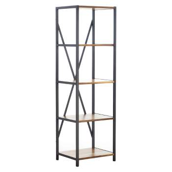 Roney 17" Bookcase with Rustic Metal Finished Iron Accents - Natural - Christopher Knight Home