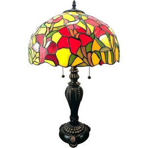 Amora Lighting Tiffany Style 2 Light Roses and Floral Table Lamp 24" Tall - 1 of 4