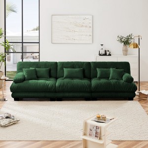 TiramisuBest 3-Seater Modular Sectional Sofa, Deep Seat Chenille Couch, Soft Upholstered Sofa for Living Room, Apartment, Studio, White - 1 of 4