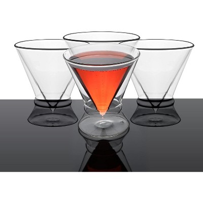Double-Walled Stemless Martini Glasses with Ring Base - Set of 4