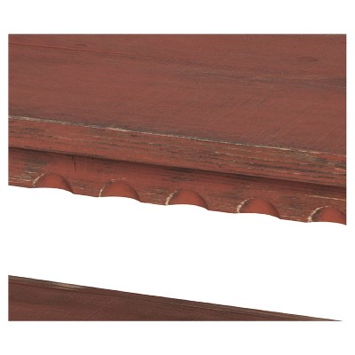 Country Cottage 46'' Red Wood Coffee Table with Storage Shelf