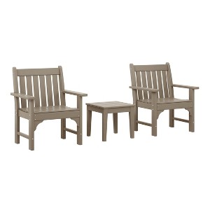 WestinTrends Malibu Outdoor Patio 3-Piece HDPE Adirondack Garden Chairs with Square Adirondack Side Table Set - 1 of 4