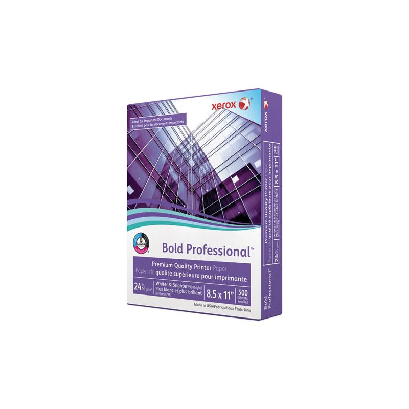 xerox Bold Professional Quality Paper, 98 Bright, 24 lb Bond Weight, 8.5 x 11, White, 500/Ream, 1 of 3