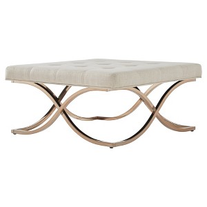 Fontaine Champagne Dimple Tufted X-Base Cocktail Ottoman Oatmeal - Inspire Q