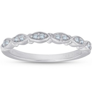 Pompeii3 1/10ct Vintage Diamond Wedding Ring Womens Marquise Shape ...