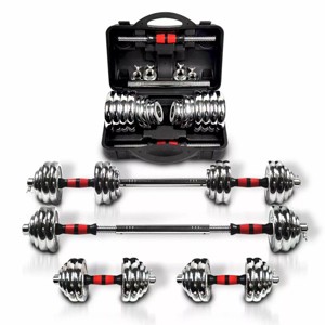 SEVOBAL Adjustable Dumbbell Set 3 in 1 Dumbbell Barbell Metal Connecting Rod Chromed Weights Hardcover Gift Box Home Gym Exercise Training Equipment - 1 of 4
