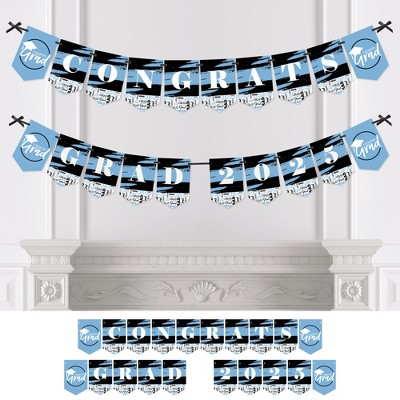 Big Dot of Happiness Light Blue Graduation Bunting Banner - Party Decorations - Congrats Grad 2025