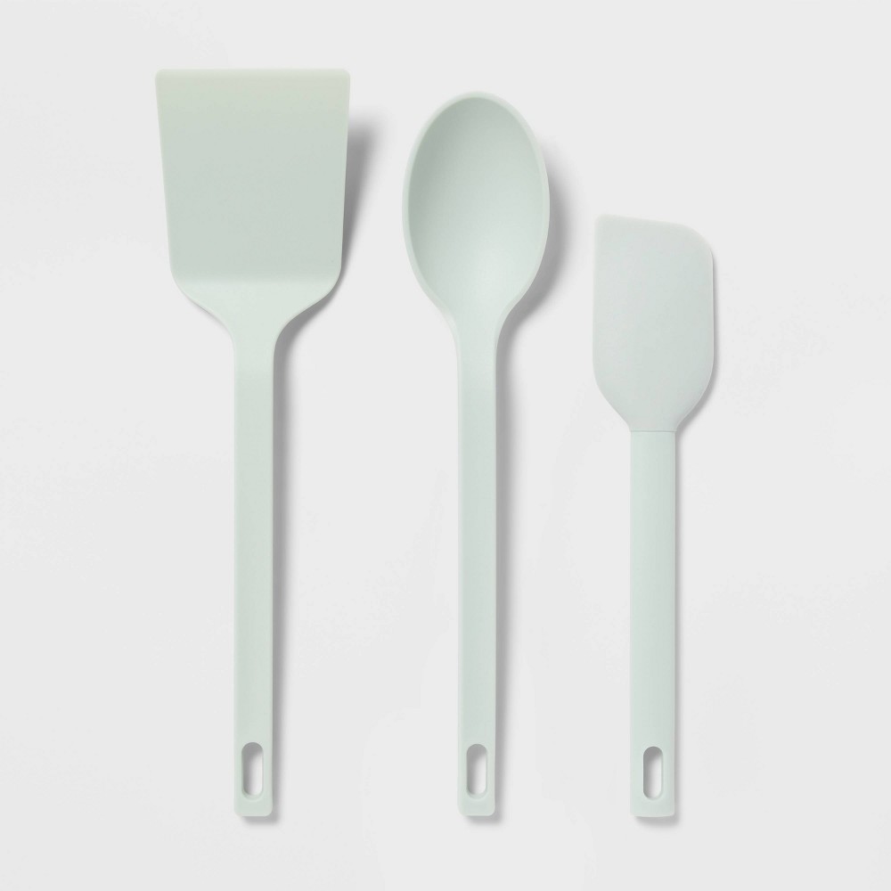 Photos - Other Accessories 3pc Nylon Kitchen Utensil Set Turner Spoon Spatula Mint Green - Room Essen