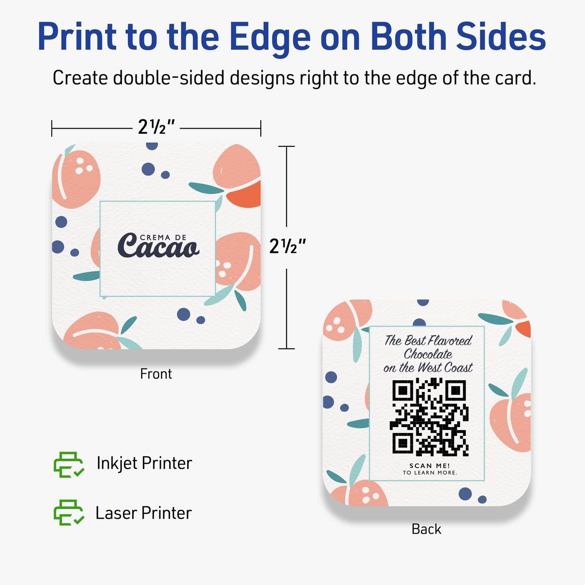 Avery Matte White Business Cards, 2-1/2" x 2-1/2" Square Rounded Corners - thumbnail 6
