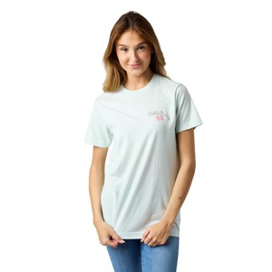 Hello Kitty Puff Print Character With Bow & Heart Women's Light Green Crew Neck Short Sleeve T-shirt - 1 of 4