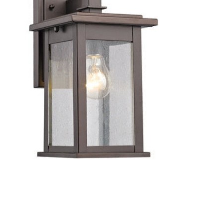 Transitional Seedy Glass & Bronze 13" Outdoor Wall Sconce