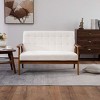 VYNXARIA Mid-Century Modern Solid Loveseat Sofa Upholstered Linen Loveseat, 2-Seat Upholstered Loveseat Sofa Modern Couch£¬Beige - 3 of 4