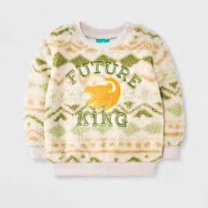 Baby Boys' Disney The Lion King Simba Faux Shearling Sweatshirt - Biege/Green - 1 of 3